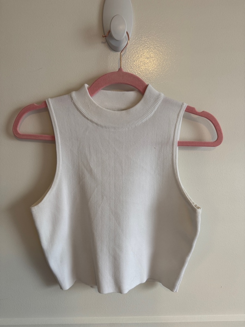 Carmar White Sleeveless Mock Neck Crop Tank